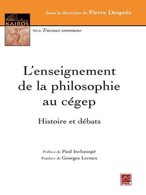 cover image of L'enseignement de la philosophie au cégep